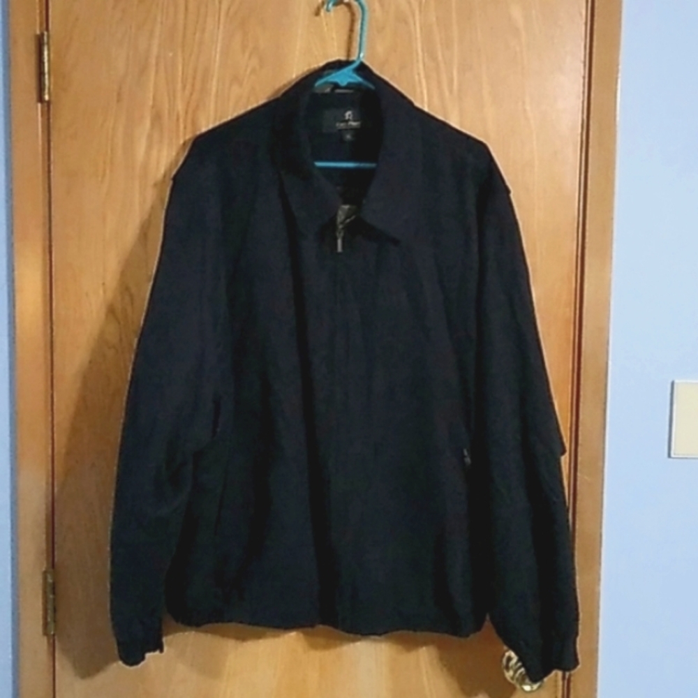 Vintage Men's Black and Tan Lightweight Jacket